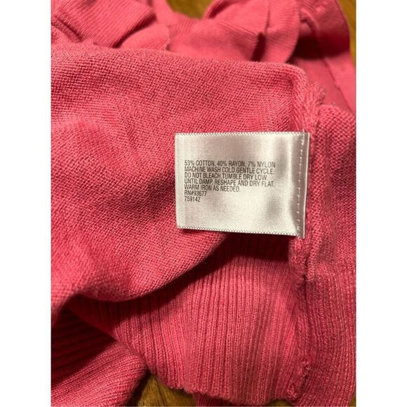 Worthington Women's Graceful Rose Ruffle Neck Cardigan Size Petite Medium - Picture 7 of 9